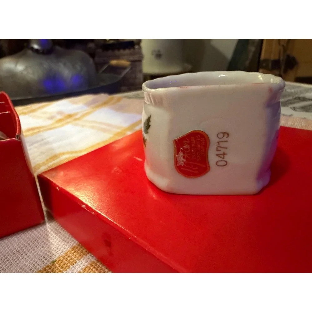 VTG Lefton Cardinal Napkin Holders Set 6 Mint Original Box #03041 Japan Ceramic
